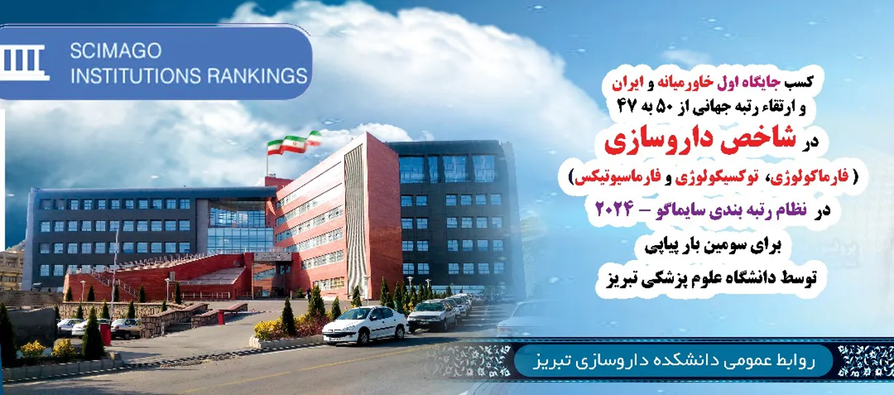 کسب جایگاه اول در خاورمیانه و ایران و ارتقاء رتبه جهانی در شاخص داروسازی(فارماکولوژی،  توکسیکولوژی و فارماسیوتیکس) در نظام رتبه بندی سایماگو